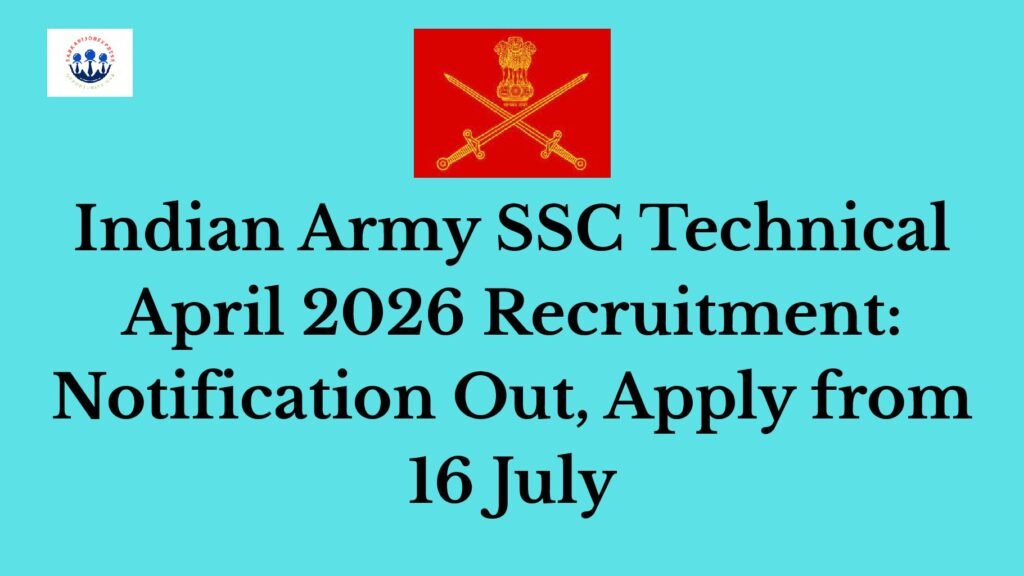 Indian Army SSC Technical April 2026 Pdf
