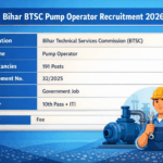 Bihar BTSC Pump Operator Recruitment 2026