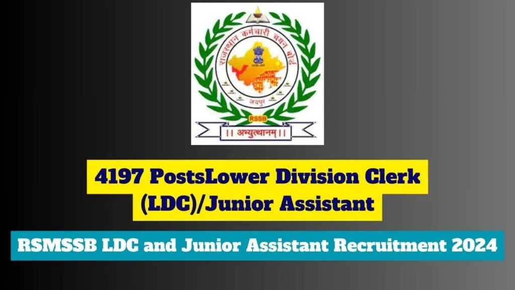 RSMSSB LDC and Junior Assistant Recruitment 2024