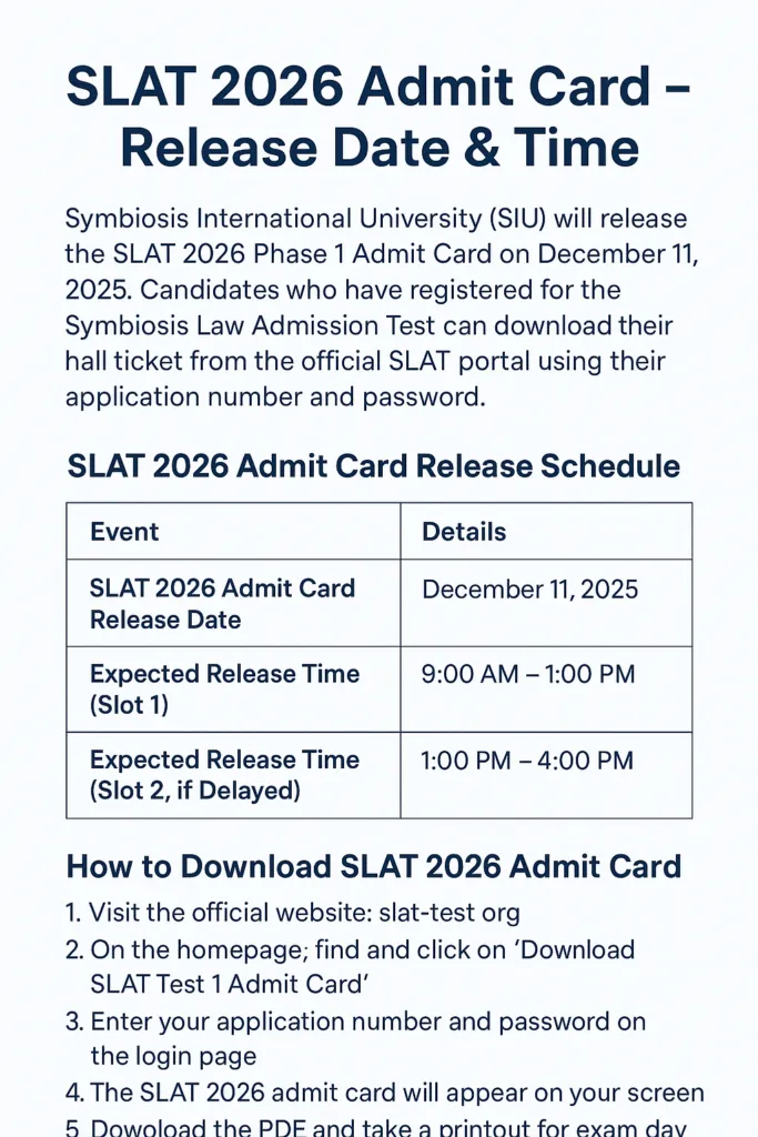 SLAT 2026 Admit Card